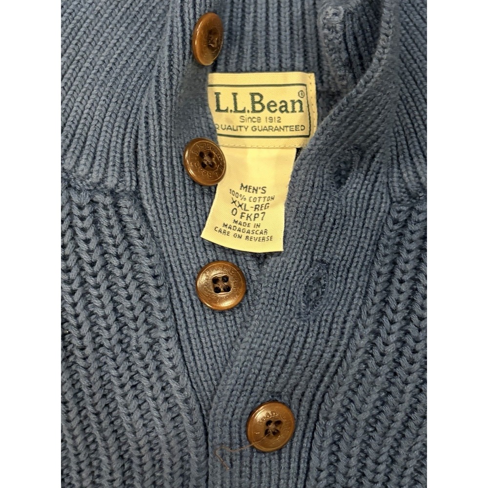 Lot Of (2) LL Bean Mock Neck Henley Sweater Blue Maroon Chunky Knit O FKP7 XXL - Picture 7 of 10